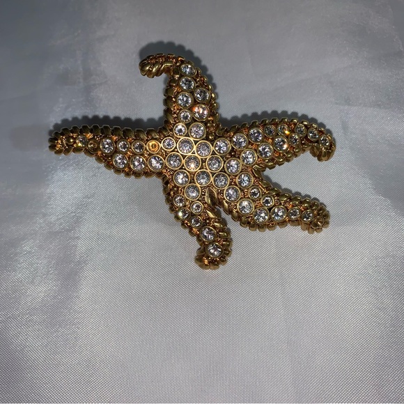 🍔SOLD🍔VERSACE Size 7 14k gold plated crystal STARFISH Tréspr de la Mer RING - Picture 10 of 11